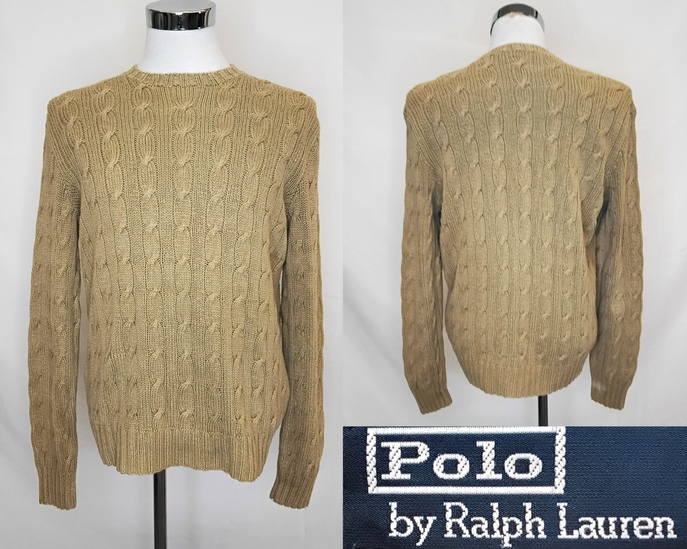 Polo by Ralph Lauren Sweater Men's Large Brown 100% Silk Hand-Knit #J6062